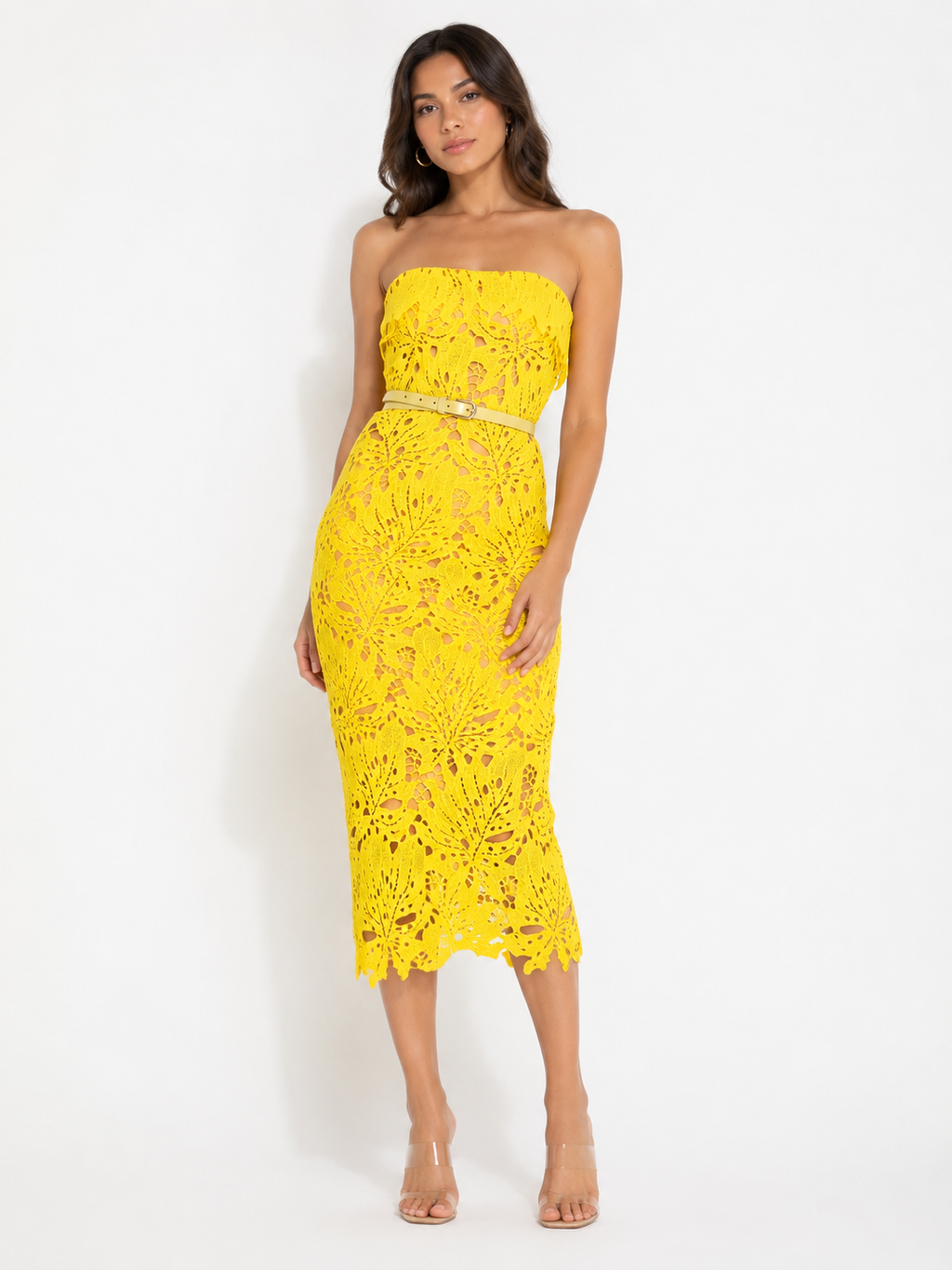 Midnight Lace Dress ( yellow , Fushia , white , black )