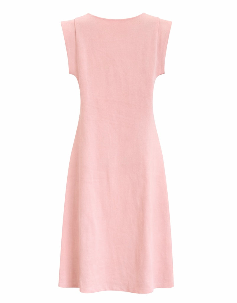 Dress with 3D Flower Detail - Blush Pink , Black