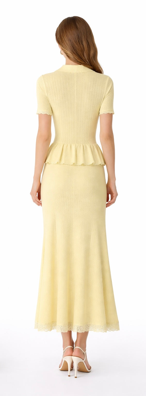 Knit Candy Midi Dress - Offwhite, Black , Light Blue , Yellow