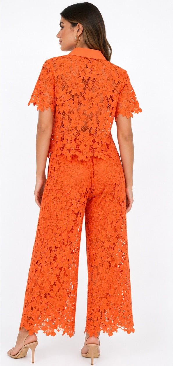 Orange Blossom Lace Two-Piece Set