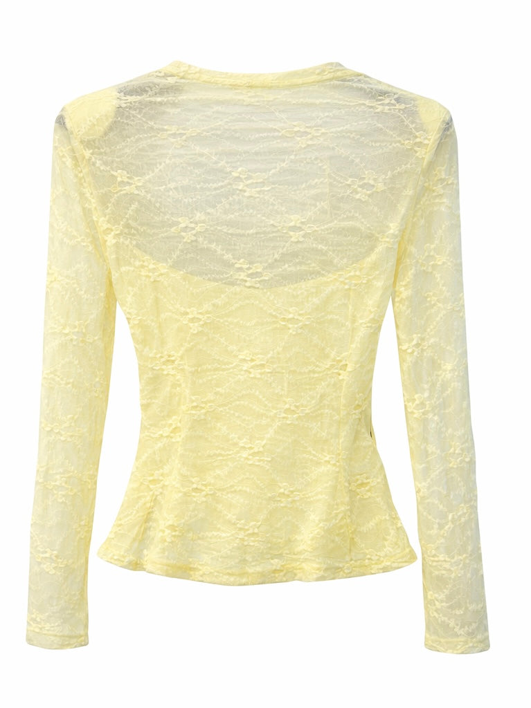 Lace Sweetheart Bustier Top - Yellow , Pink , White