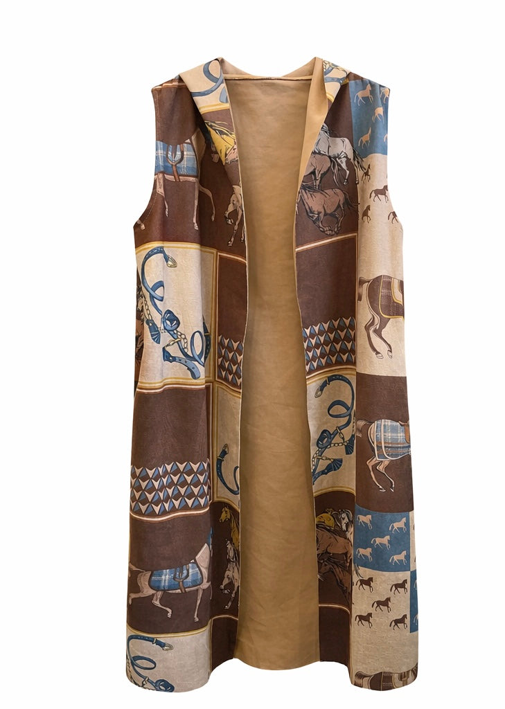 Cavalier Print Sleeveless Coat