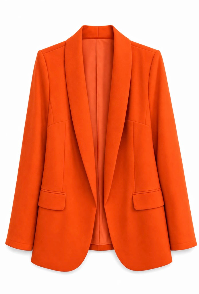 Vibrant Orange Shawl Collar Blazer