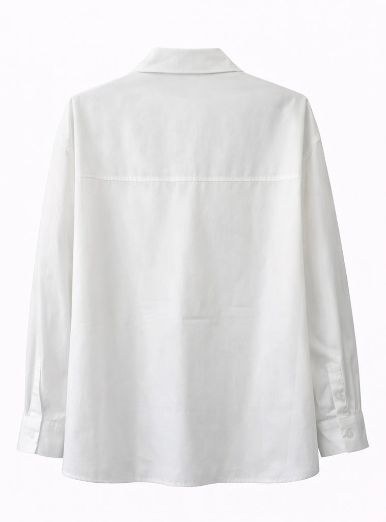 Elegant White Shirt with Gold Statement Keyhole Detail
