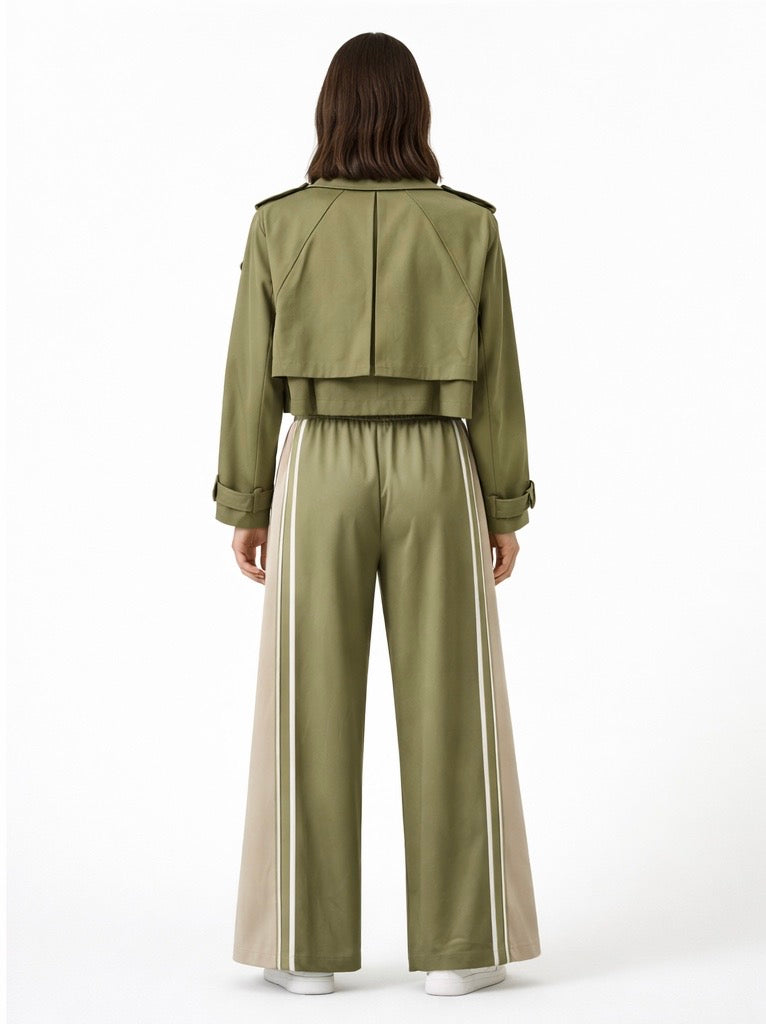 Two-Tone Wide Leg Track Pants