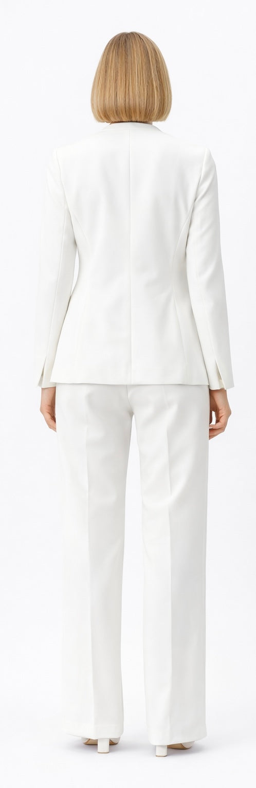 Classic White Structured Blazer & Trouser Set