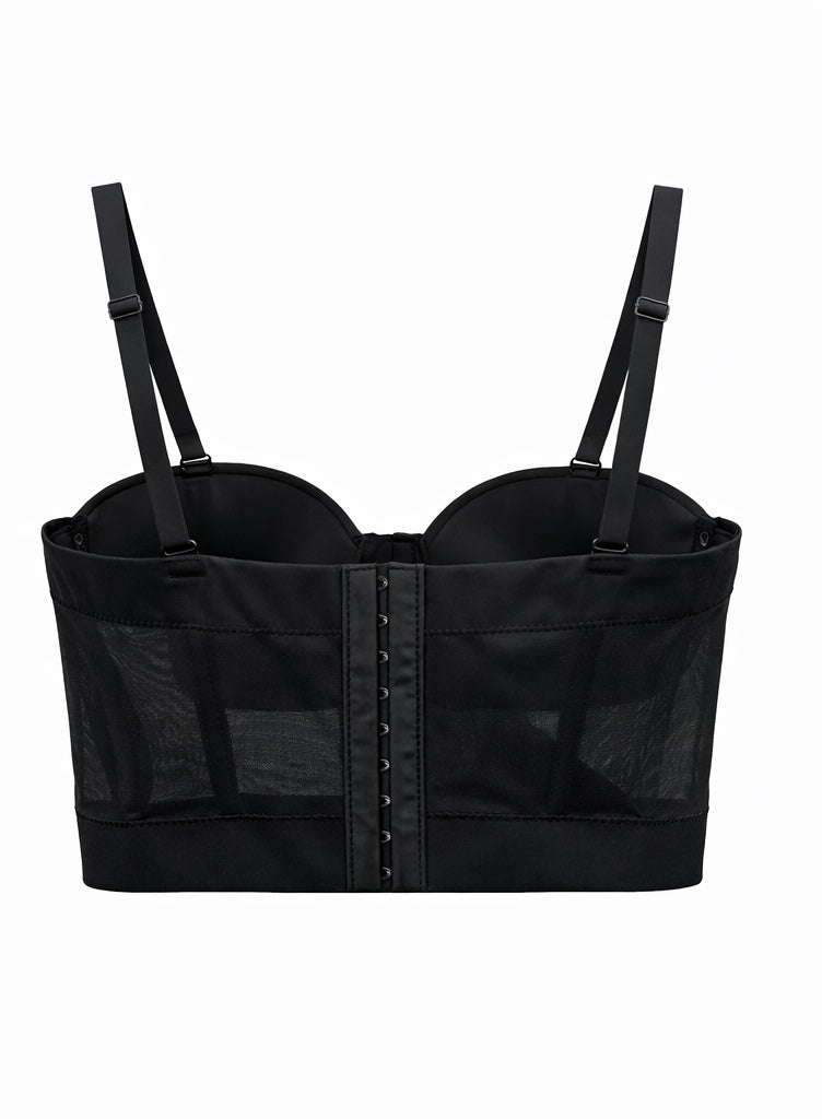 Black Beaded Crystal Crop Corset Top