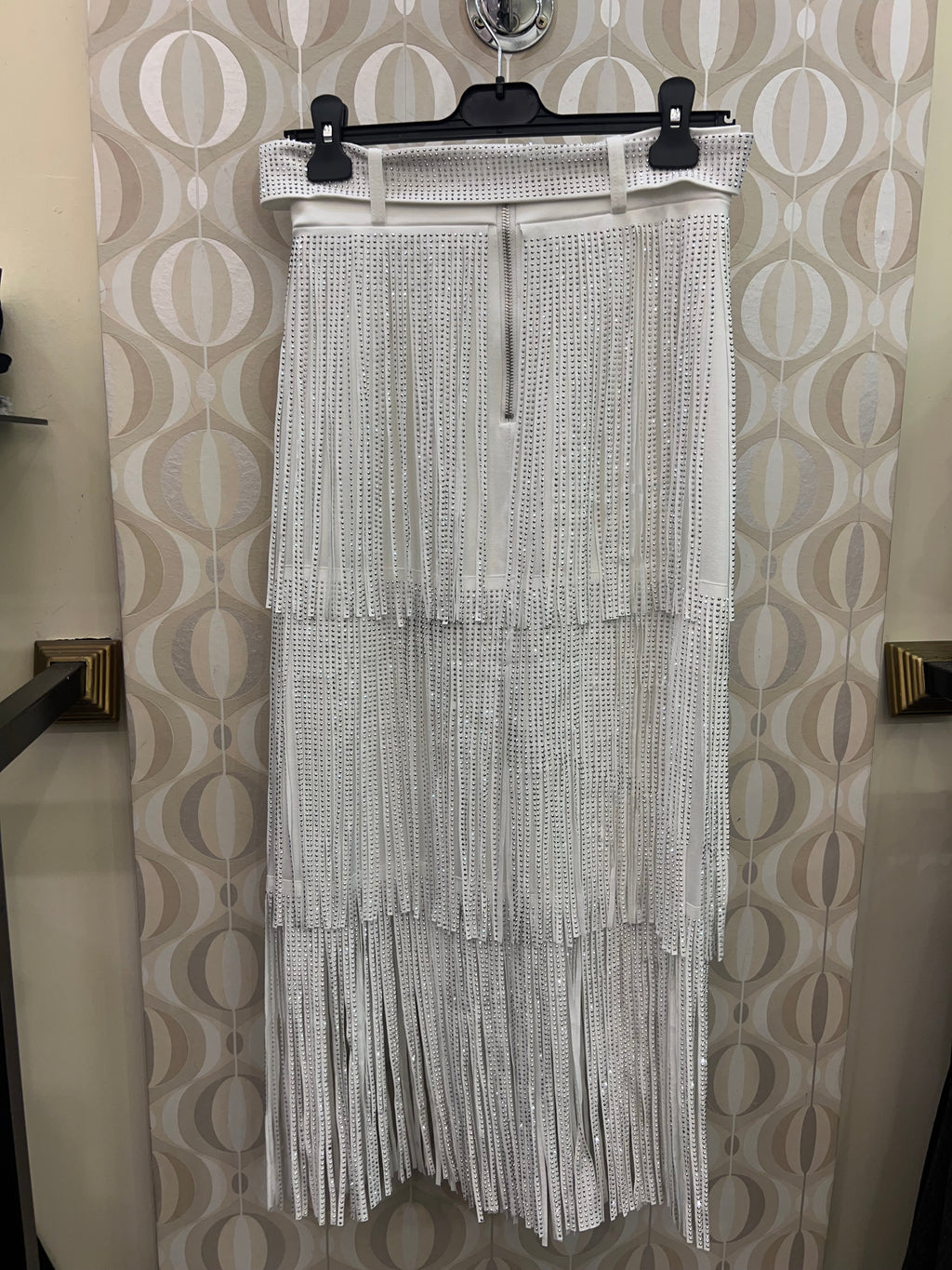 White Fringes Rhinestone skirt