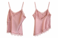Silk-Style Lace Camisole Top - White , Blush Pink