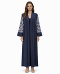 Luxury Navy Abaya with Floral Embroidery