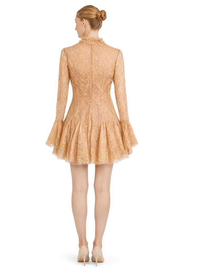 Champagne Lace Flare Dress