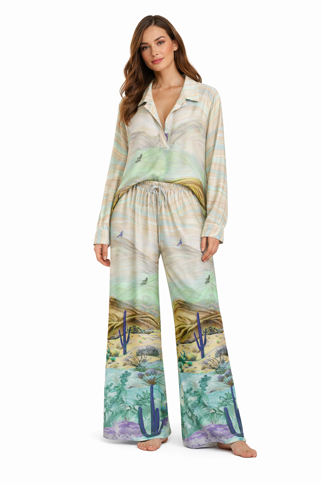 Matching Printed Silk Set