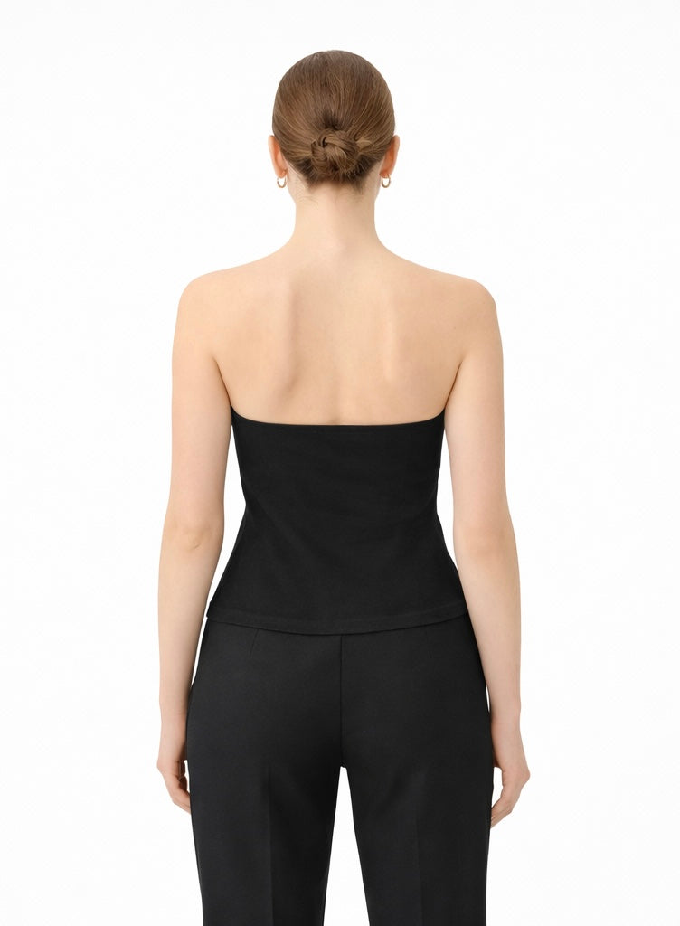 Suede Ruched Strapless Corset Top