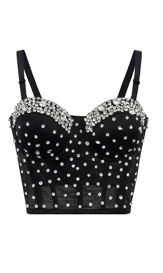 Midnight Crystal Bustier Corset Black
