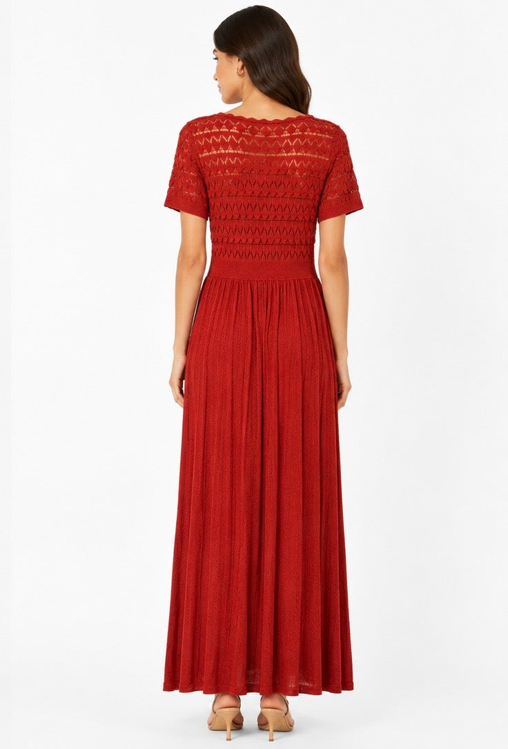 Crimson Crochet Knit Dress