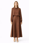 Classic Brown Long-Sleeve Maxi Dress
