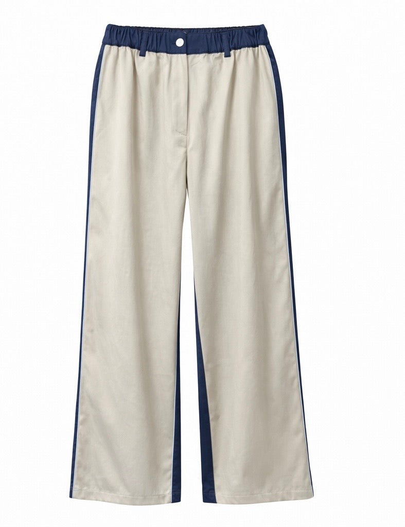 Navy & Cream Wide-Leg Pants