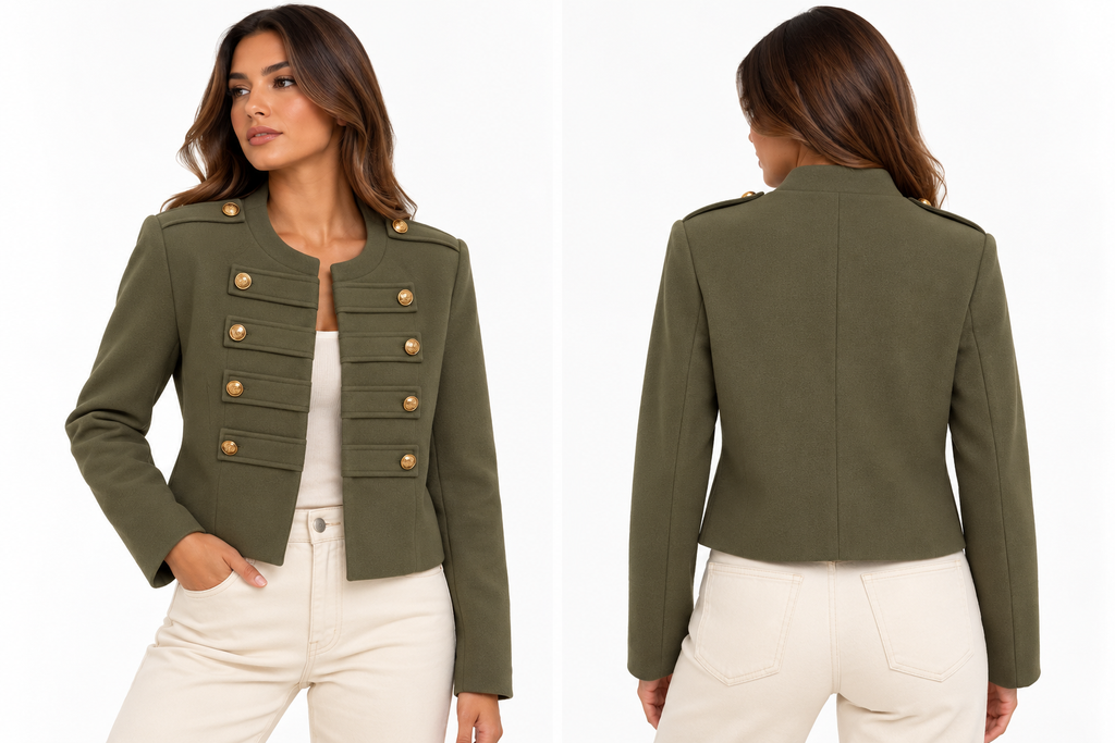 Camel Military Chic Jacket ( Olive , Camel )