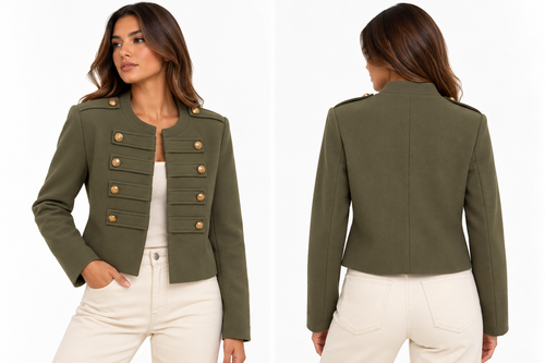 Camel Military Chic Jacket ( Olive , Camel )