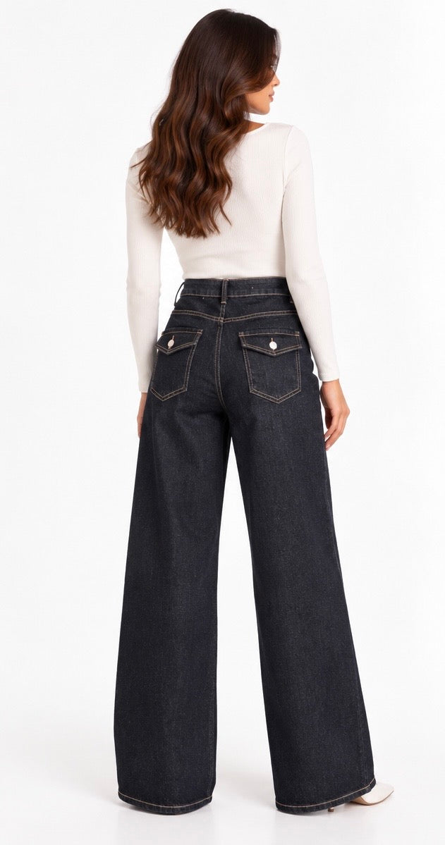 Midnight Blue Wide-Leg Jeans