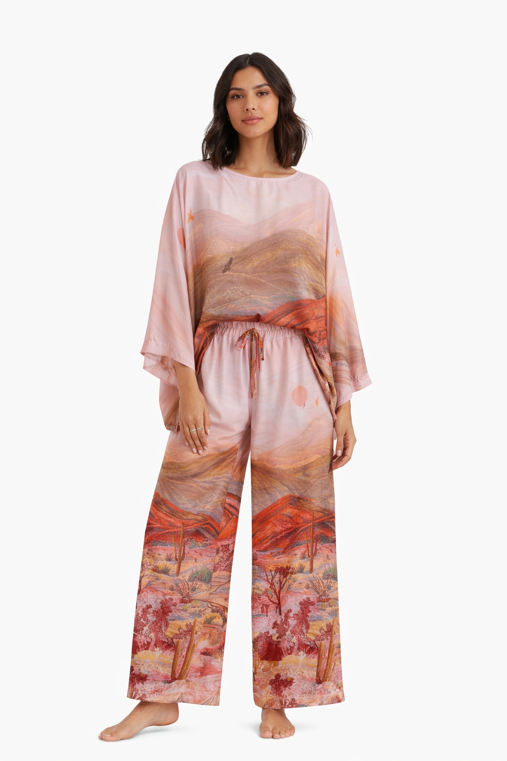 Matching Printed Silk Set