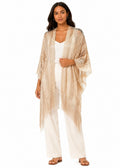 Stripe Fringe Kimono ( Beige  , Black , Blue  )