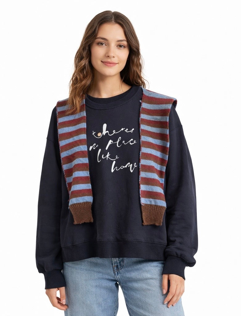 Layered Knit Detail Sweatshirt