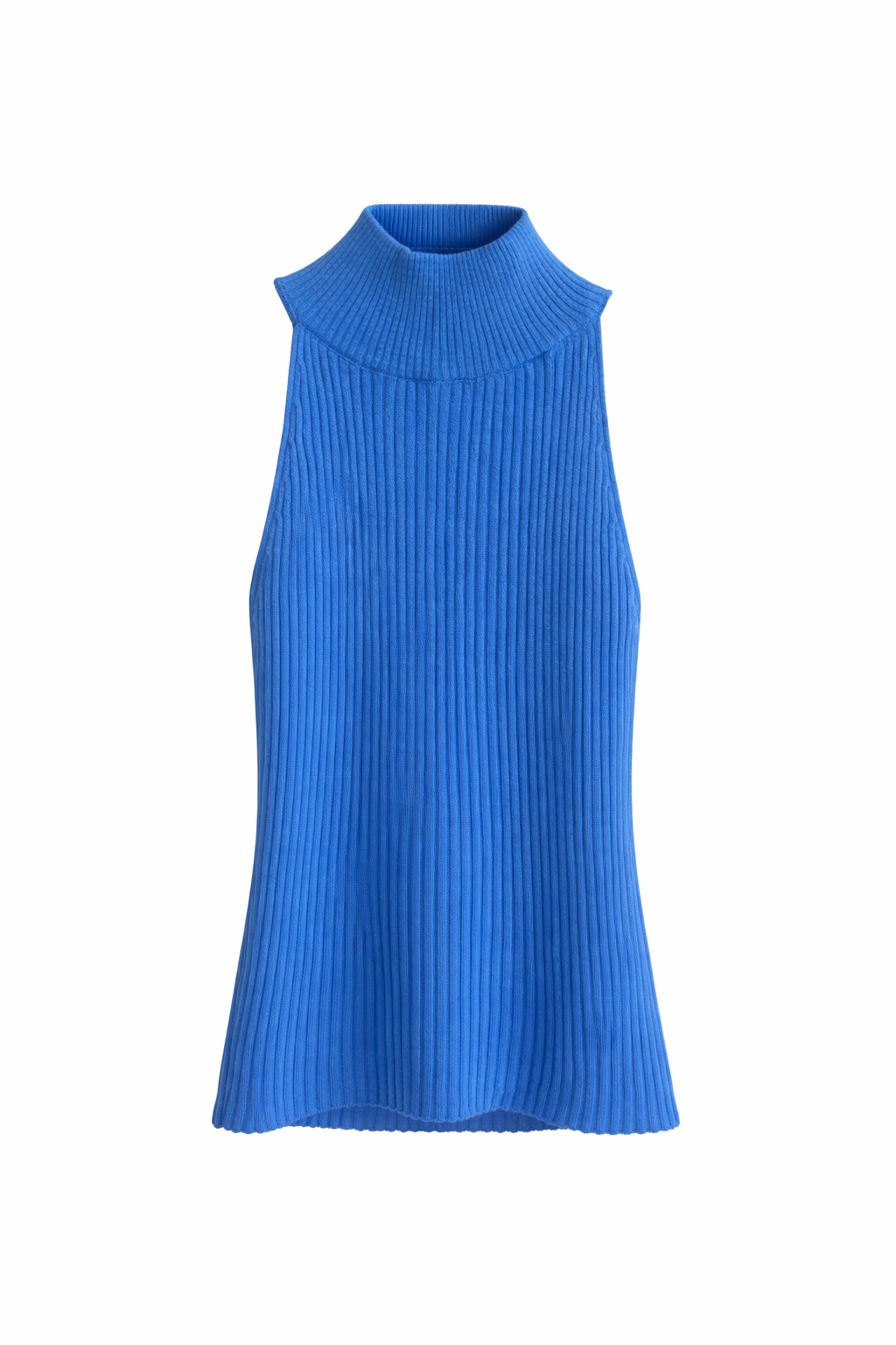 Sculpted Ribbed Mock Neck Tank – Beige , Blue , Camel , Greige