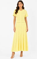 Pastel Yellow Textured Knit Dress