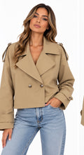 Midnight Cropped Trench Jacket ( Beige , offwhite , black , Brown , Navy )