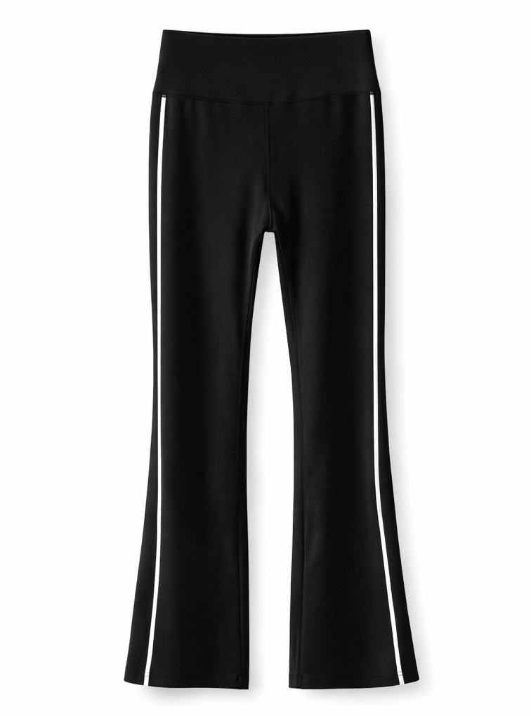 High-Waist flare Pants With Side White Stripe
