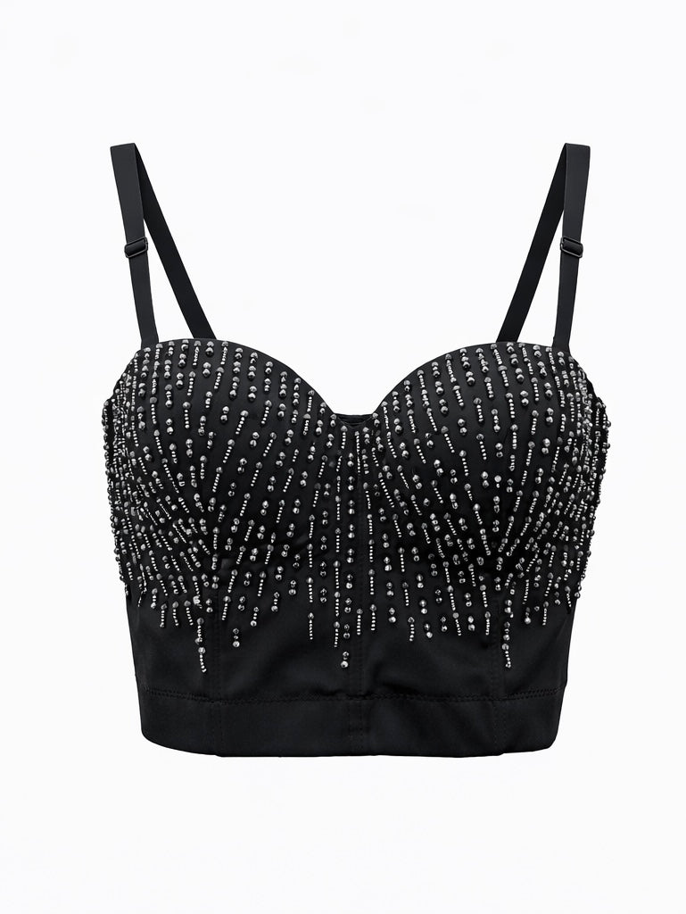 Black Structured Corset with Stud Embellishments