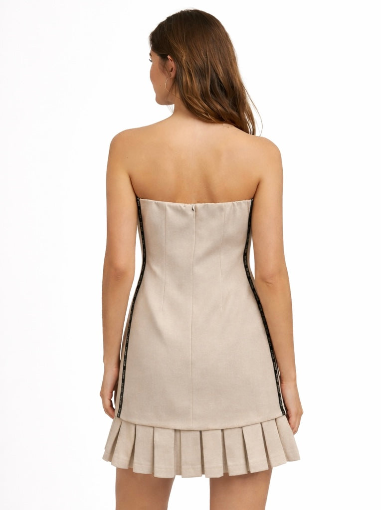 Free Spirit Beige Pleated Dress