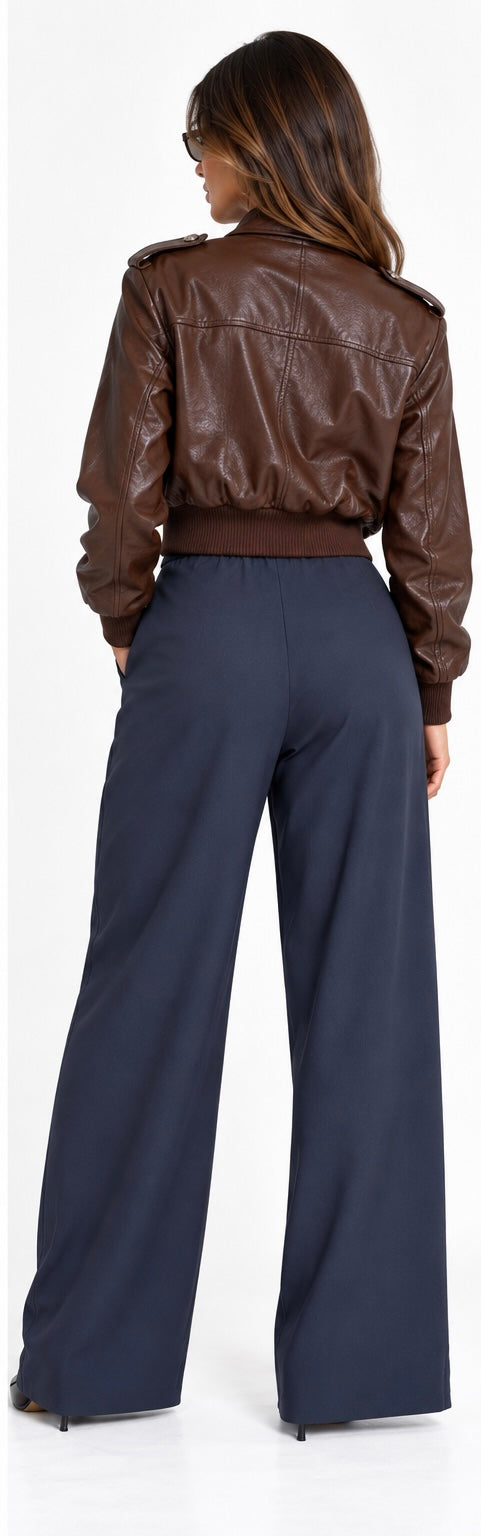 Napoleon Cropped Leather Bomber Jacket