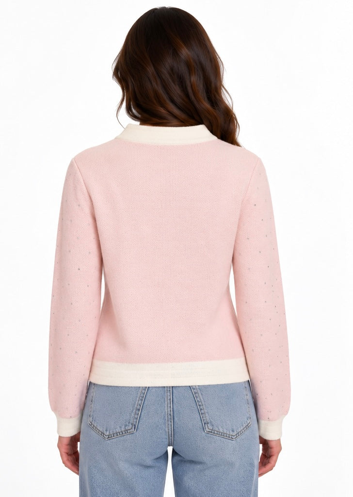 Crystal Embellished Cardigan ( Blush , Blue )