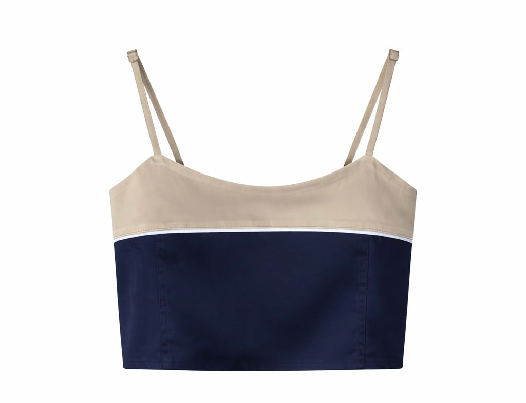 Two-Tone Satin Crop Top