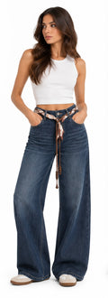 Wide-Leg Denim Statement Jeans