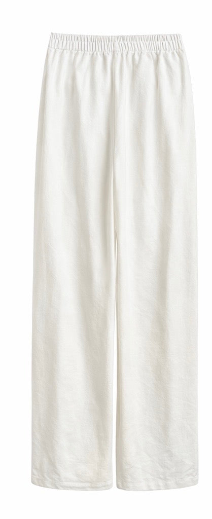 White Rhinestone Button-Up Shirt & Palazzo Pant Set