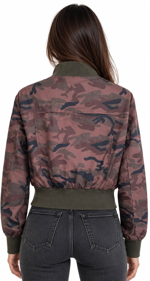 Camouflage Studded Bomber Jacket
