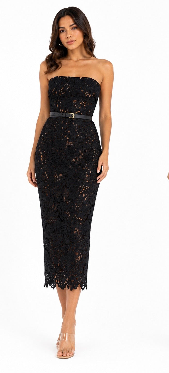 Midnight Lace Dress ( yellow , Fushia , white , black )