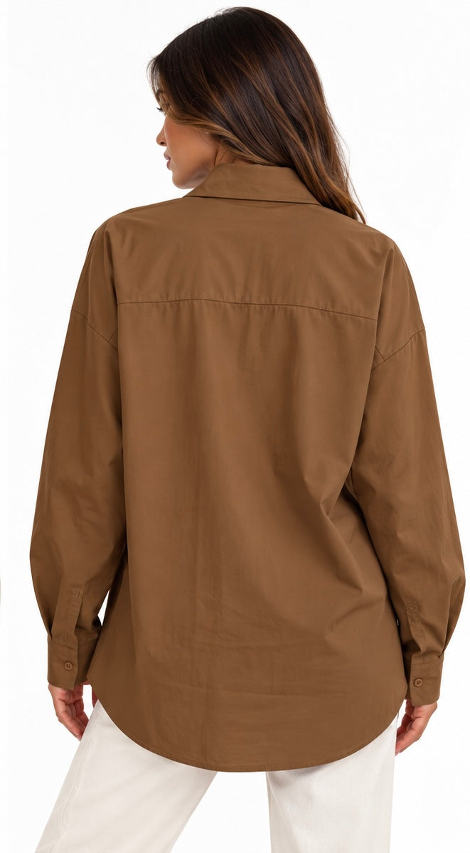 Military Detail Shirt ( Brown , Green )