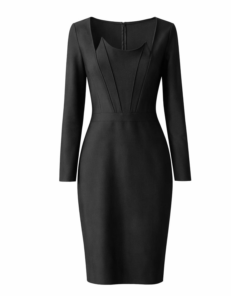 Sculpted Sweetheart Bandage Dress Black