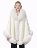 Cloud Dancer Statement Alpaca Puncho with Real Fox Fur
