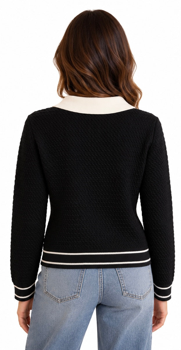 Pearl Embellished Collar Sweater