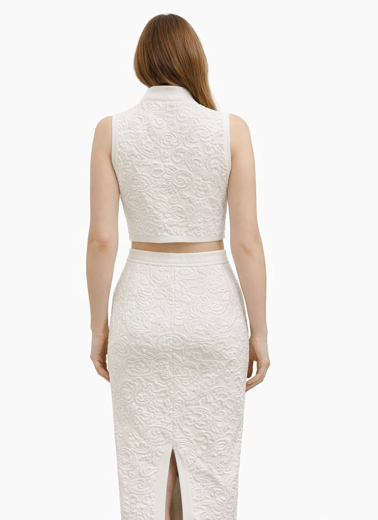 Luxury White Baroque Textured 3-Piece Set