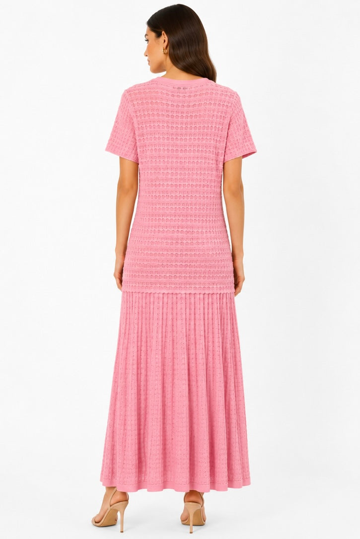 Summer Breeze Knit Maxi Dress ( Pink , black , beige )