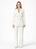 Women’s White Double-Breasted Blazer & Tailored Trouser Suit Set