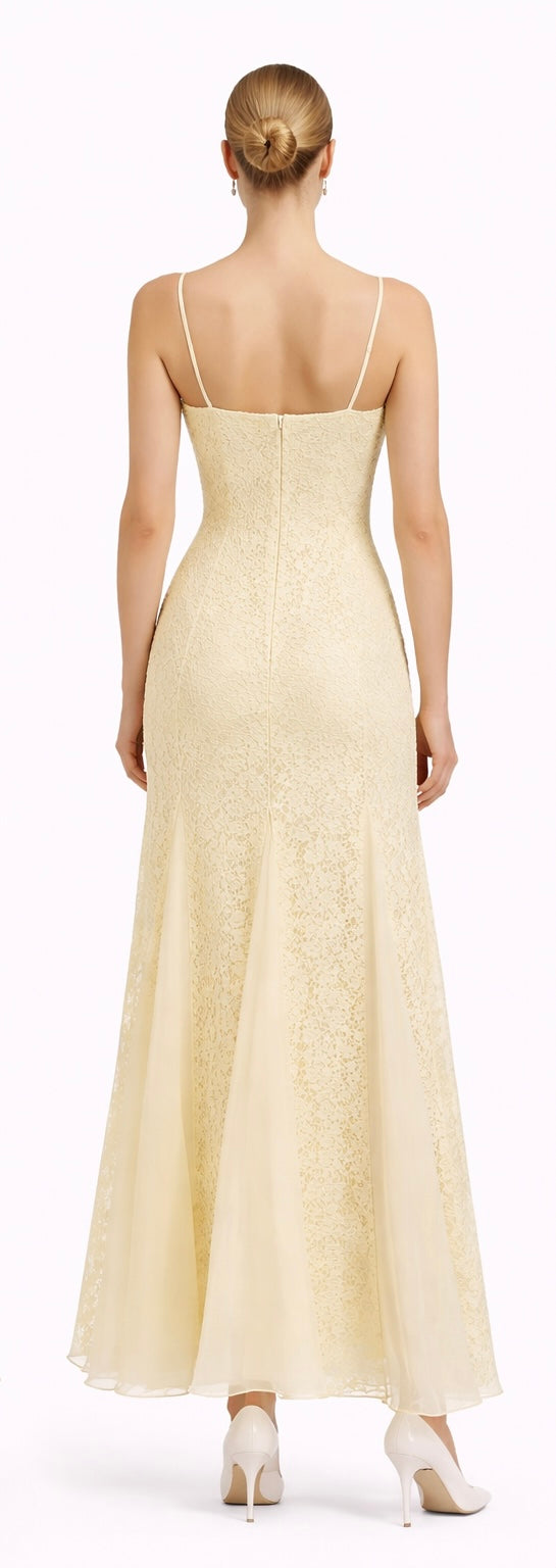 Delicate Lace Midi Dress - Butter yellow , Pistachio , White