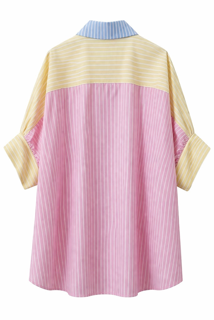 Colorblock Stripe Oversized Shirt