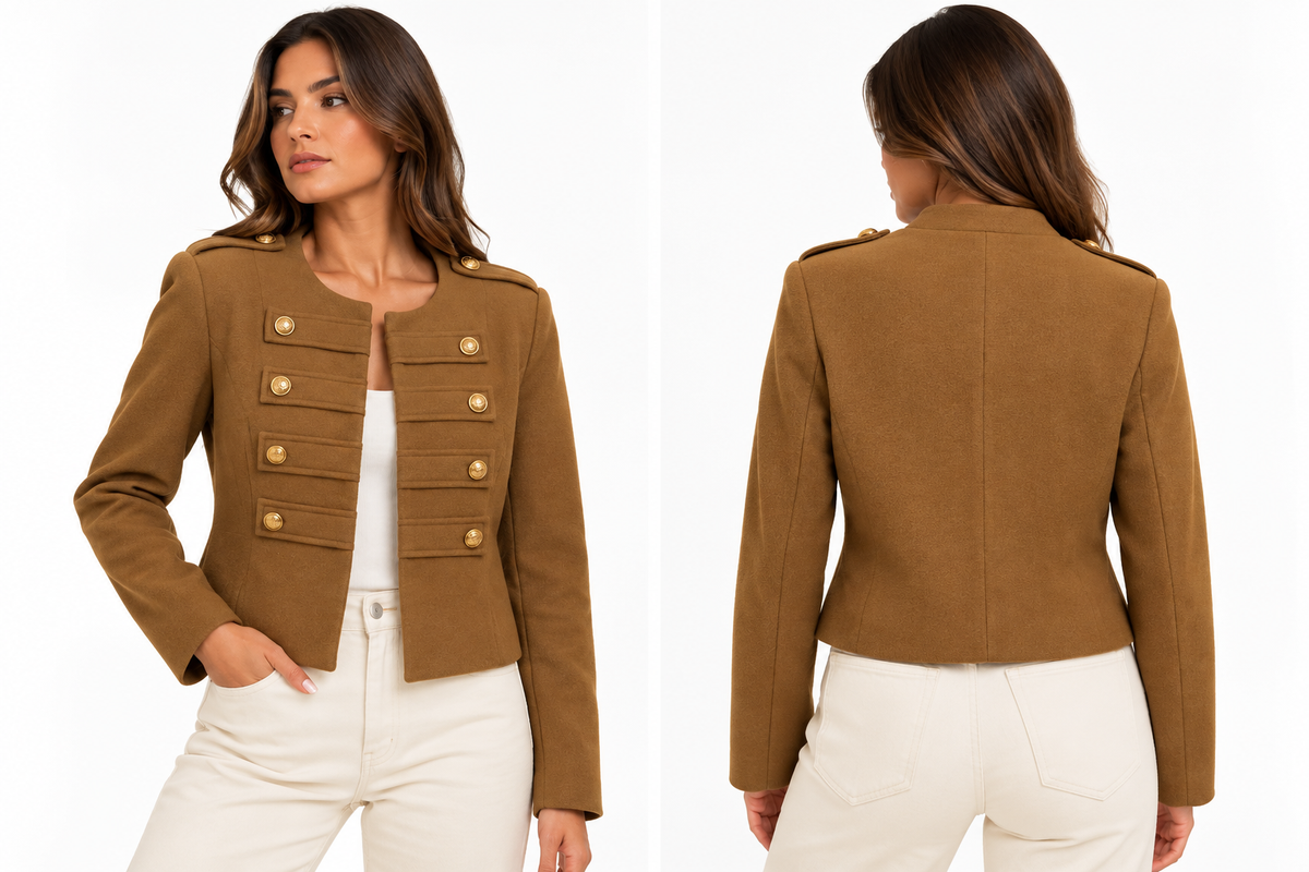 Camel Military Chic Jacket ( Olive , Camel )
